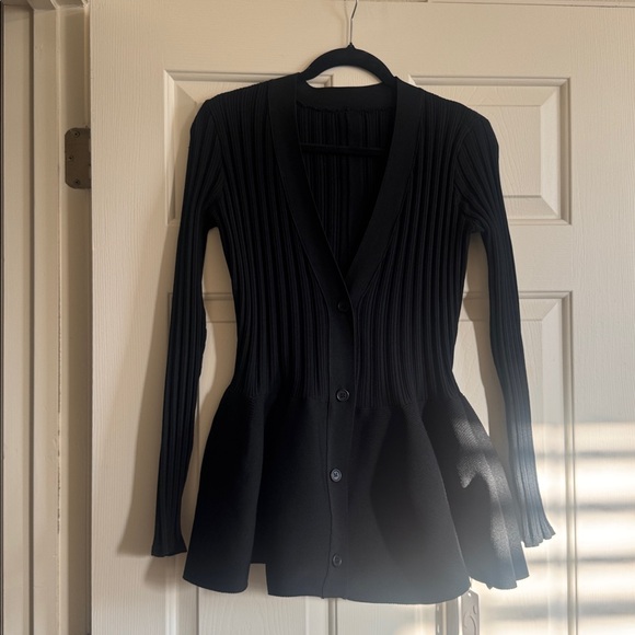 Commense Navy Ribbed Button-Up Blouse - Picture 6 of 6